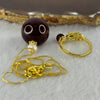 Natural Dark Blood Red Amber in Gold Color Ring and Necklace Set 9.05g 19.8mm Necklace 6.2mm Ring