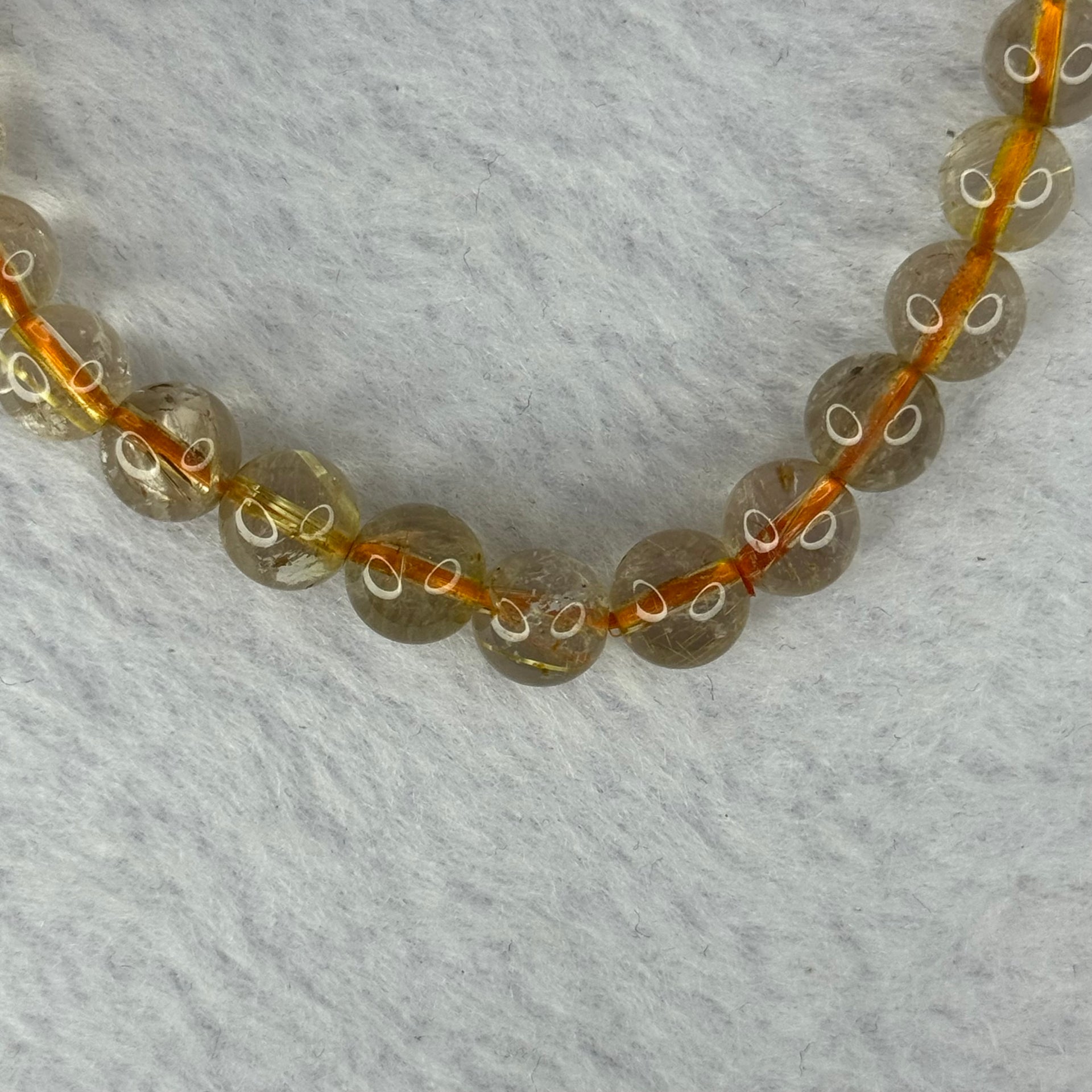 Natural Golden Rutilated Quartz Beads 天然金发水晶手链 13.05g 15cm 7.3mm 26 Beads - Huangs Jadeite and Jewelry Pte Ltd