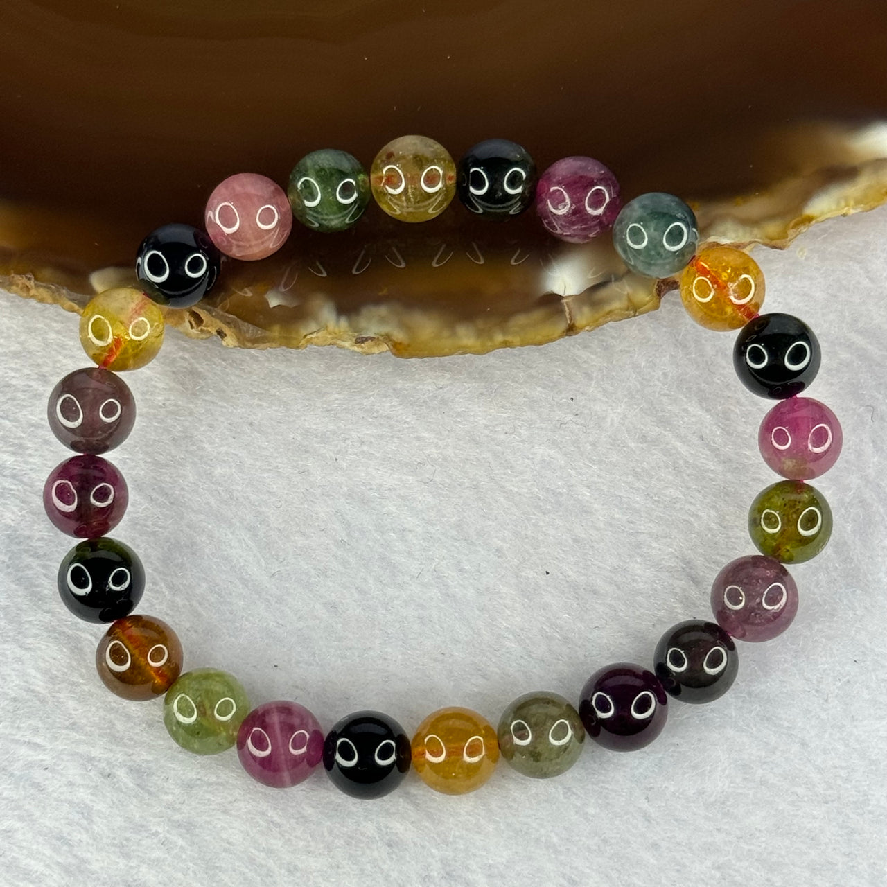 Good Grade Natural Tourmaline Beads Bracelet 好的天然碧玺珠手链 17.28g 15cm 7.8mm 24 Beads - Huangs Jadeite and Jewelry Pte Ltd