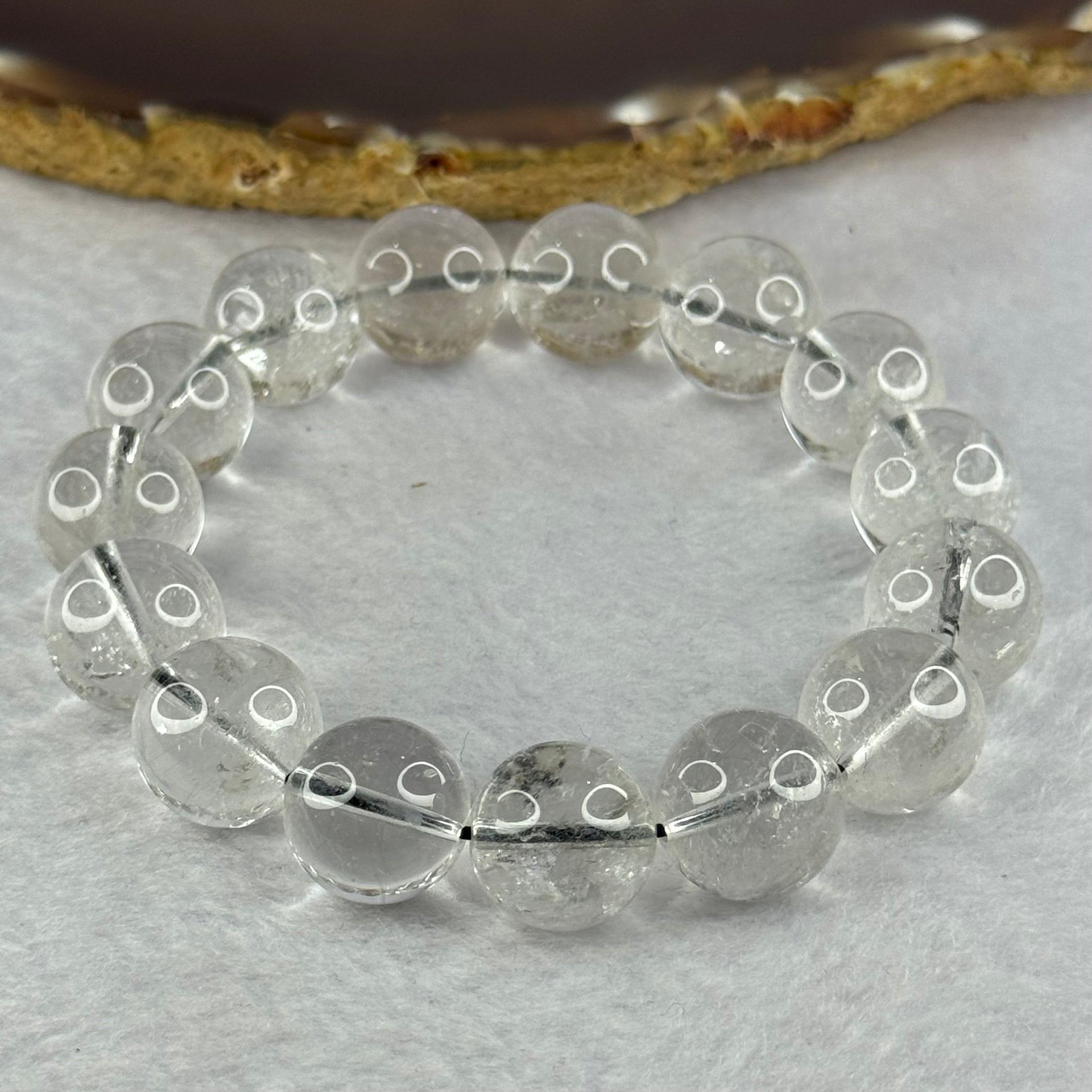 Natural Titanium Rutilated Clear Quartz 53.56g by 18cm 14.0mm 15 Beads - Huangs Jadeite and Jewelry Pte Ltd