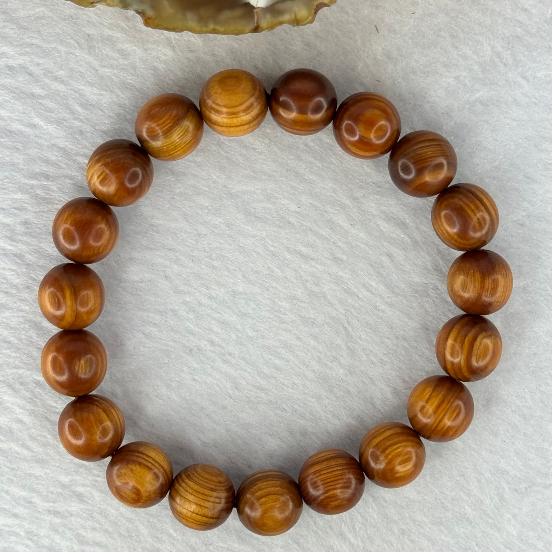 Natural Old Yabai Thuja Wood Beads Bracelet 老树崖柏手链 9.90g 16.5cm 10.1mm 19 Beads - Huangs Jadeite and Jewelry Pte Ltd