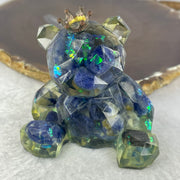 Acrylic with Natural Sodalite Bear Mini Display 105.25g 60.6 by 62.5 by 54.4mm - Huangs Jadeite and Jewelry Pte Ltd