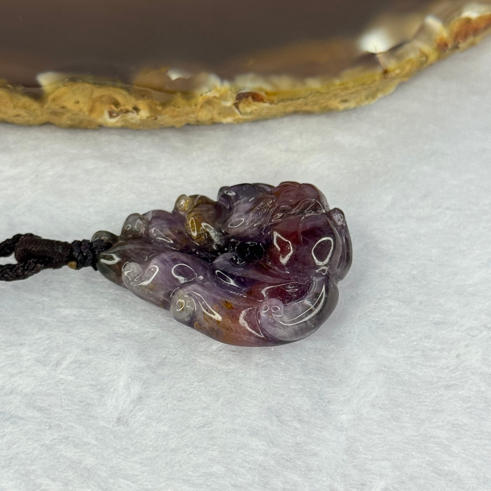 Natural Auralite 23 Nine Tail Fox Pendent 天然极光23九尾狐牌 9.75g 24.4 by 23.2 by 10.3mm - Huangs Jadeite and Jewelry Pte Ltd