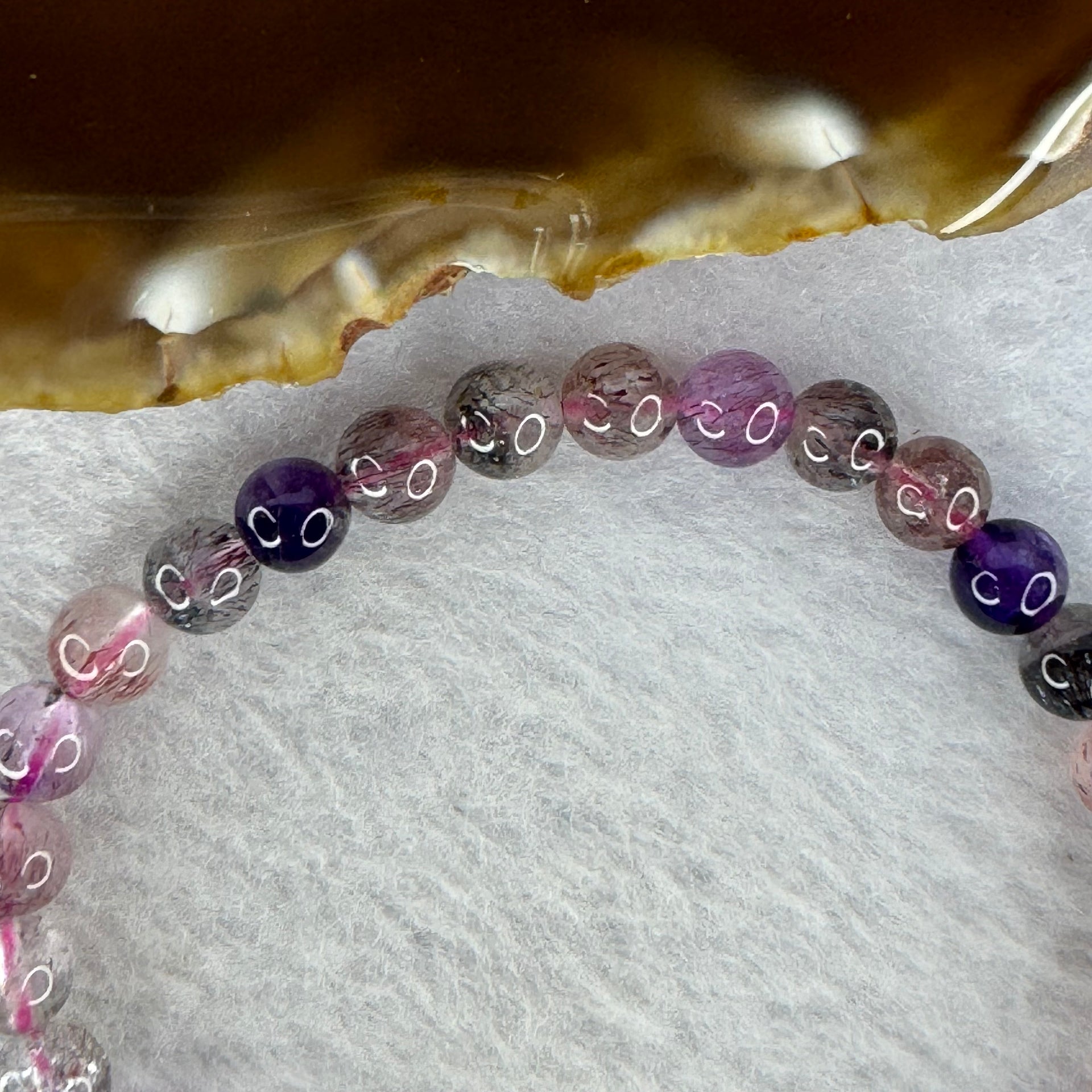 Natural Super 7 Crystal Bracelet 10.56g 6.4 mm 31 Beads - Huangs Jadeite and Jewelry Pte Ltd