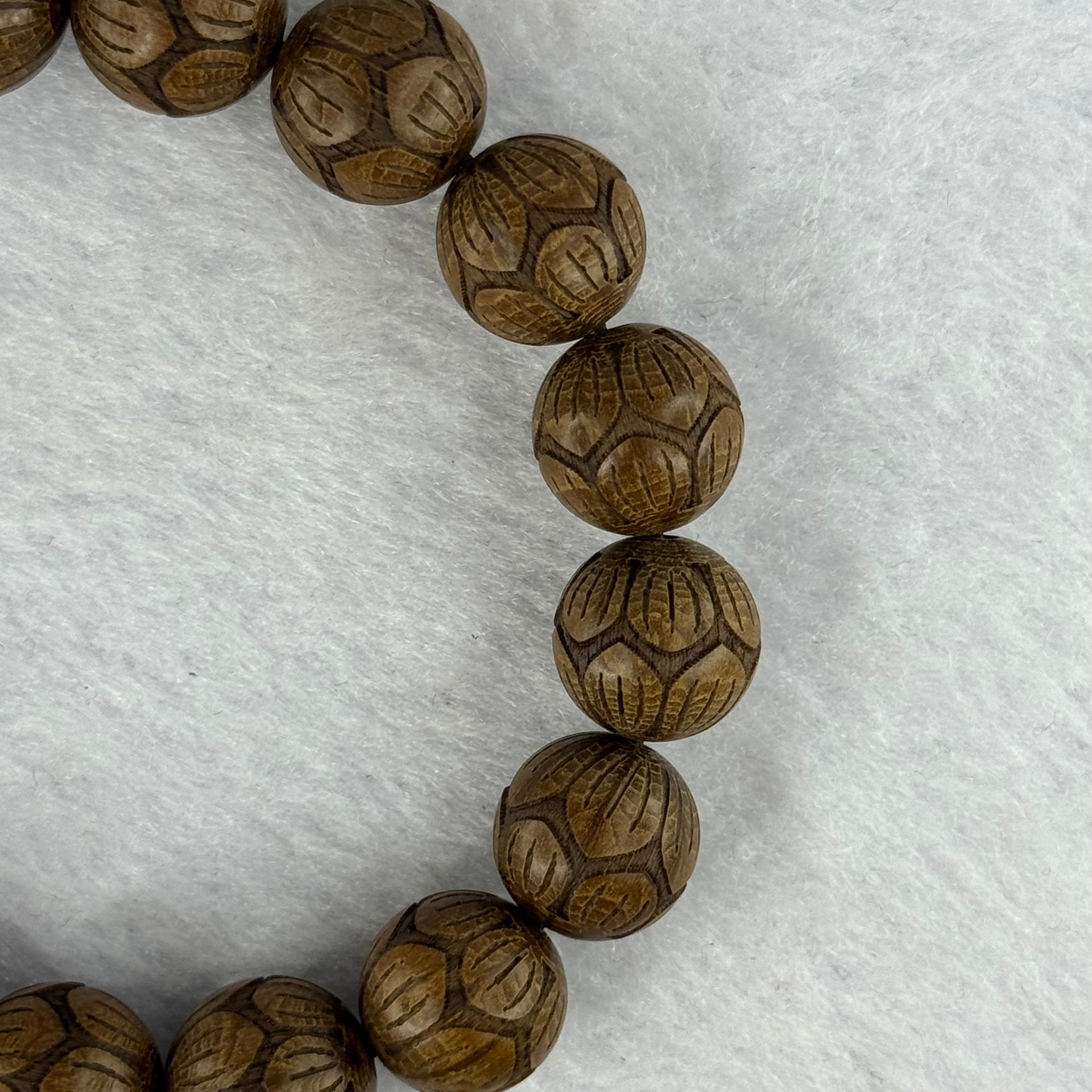 Natural Six Way Wooden Beads Flower Carvings Bracelets 天然六道木花开富贵手链 16.60g 18.5mm 12.6mm 17 Beads - Huangs Jadeite and Jewelry Pte Ltd