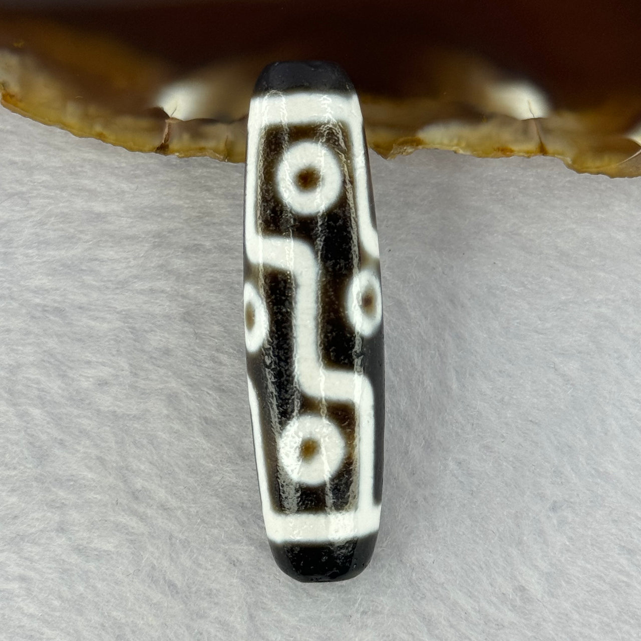 Natural Powerful Tibetan Old Oily Agate 9 Eyes Dzi Bead Heavenly Master (Tian Zhu) 九眼天诛 12.68g 48.3 by 13.1mm - Huangs Jadeite and Jewelry Pte Ltd