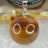 Natural Cognac with Red Amber Round Shape in String Necklace 4.02g 15.8mm