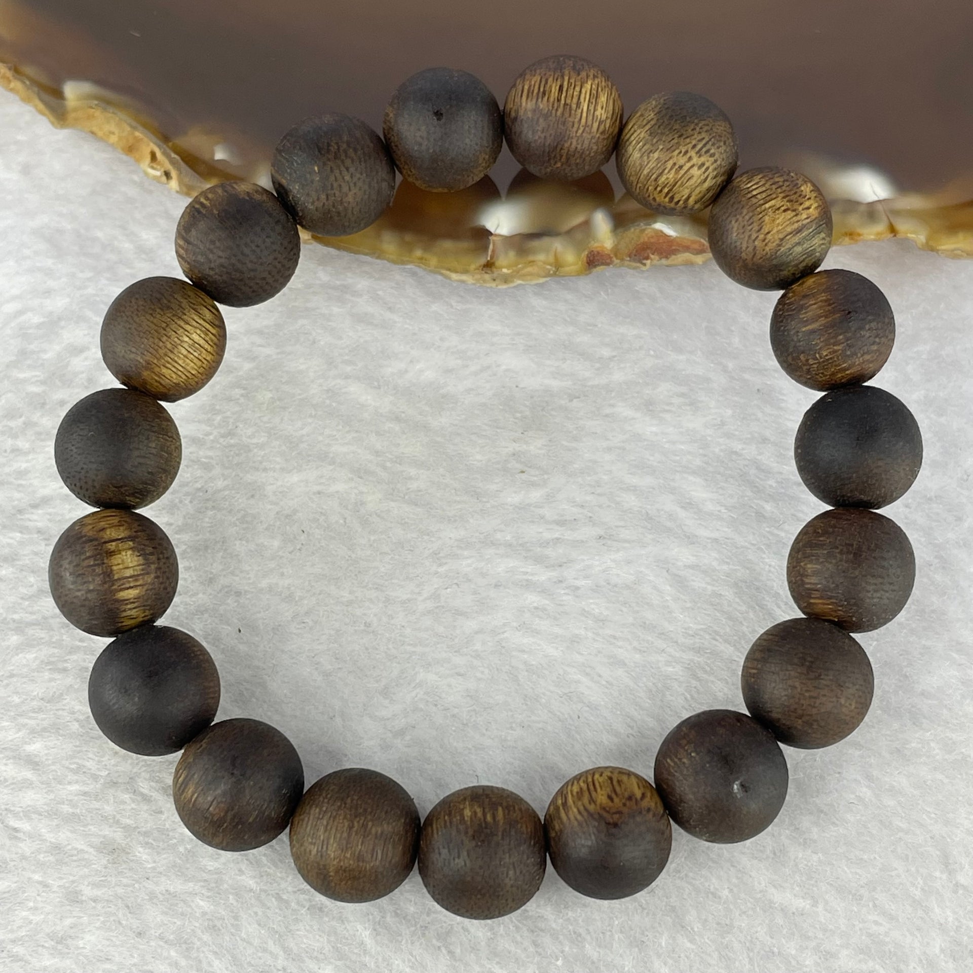 Natural Hainan Wild Old Agarwood Bracelet (Floating) 天然海南野生老树沉香手链 10.15g 17cm 11.0mm 19 Beads - Huangs Jadeite and Jewelry Pte Ltd