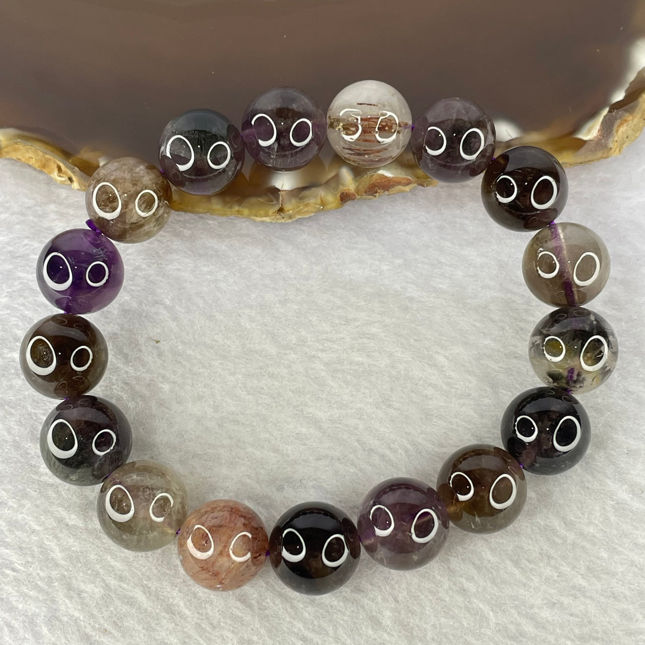 Natural Auralite Crystal Bracelet 极光手链 41.34g 21.1 mm 17 Beads - Huangs Jadeite and Jewelry Pte Ltd