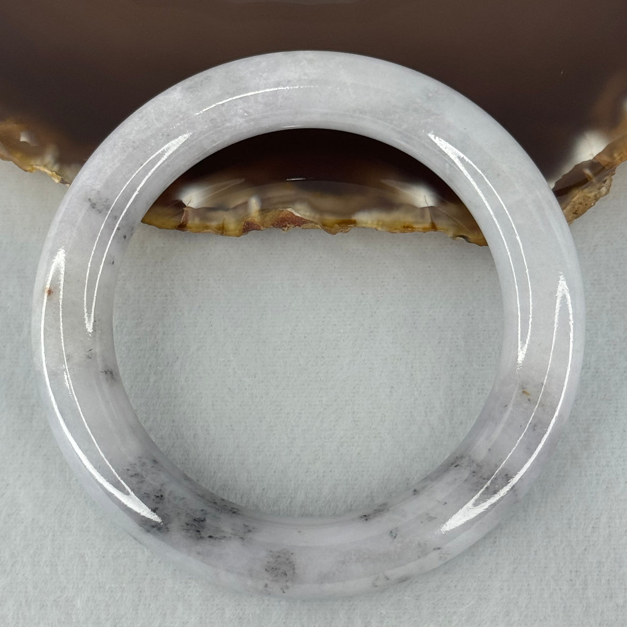 Type A Faint Lavender with Wuji Grey Jadeite Bangle Internal Diameter 54.6mm 69.56g 11.6 by 11.3mm (Very Slight Internal Line)