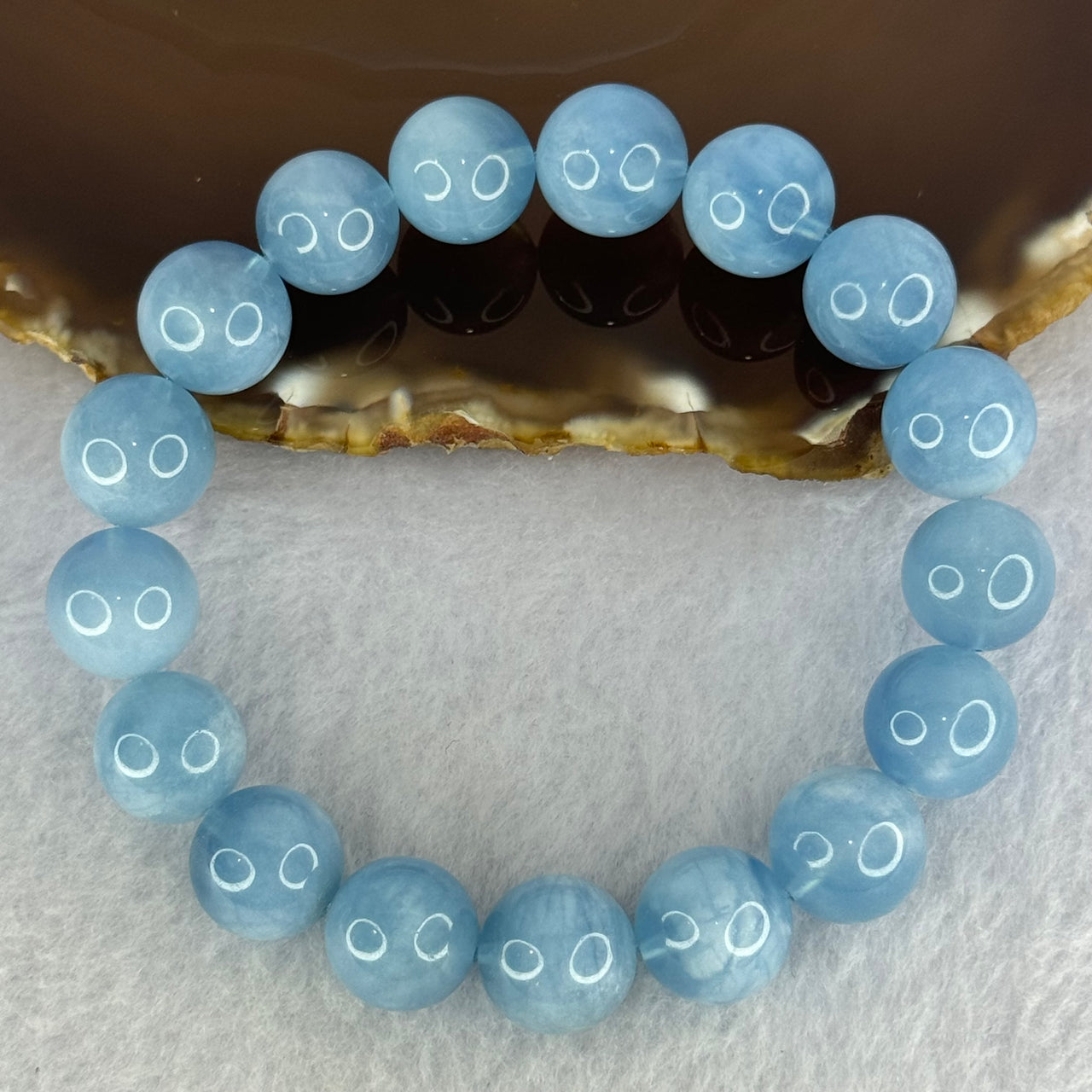 Natural Aquamarine Beads Bracelet 48.94g 19cm 12.9mm 17 Beads