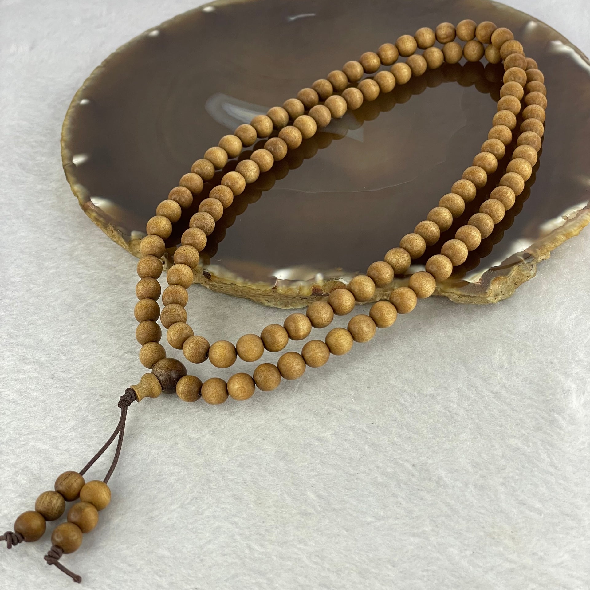 Natural Wild Old India Sandalwood Necklace 印度老山檀 12.40g 6.3mm 108+3 Beads - Huangs Jadeite and Jewelry Pte Ltd