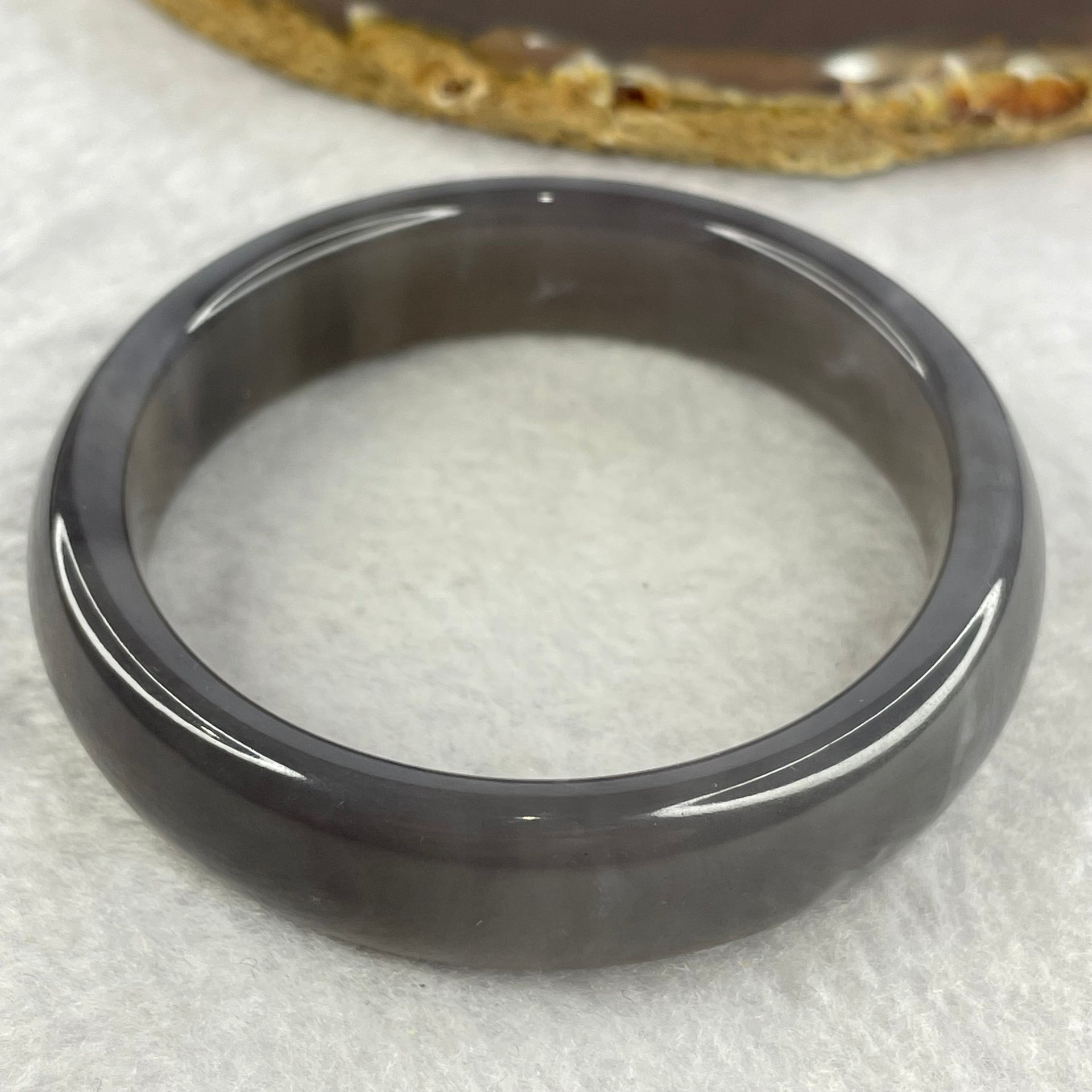 Natural Dark Grey Agate Bangle 48.57g Inner Diameter 53.9mm 14.6 by 7.6mm - Huangs Jadeite and Jewelry Pte Ltd