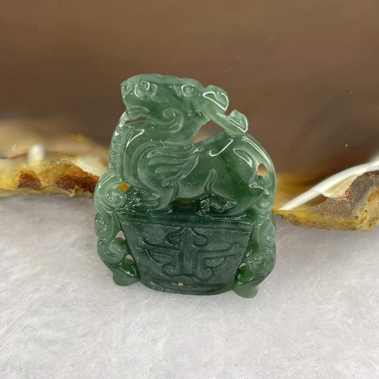 Type A Semi Icy Blueish Green Jadeite Pixiu 27.9 by 21.9 by 3.9 mm 4.81g - Huangs Jadeite and Jewelry Pte Ltd