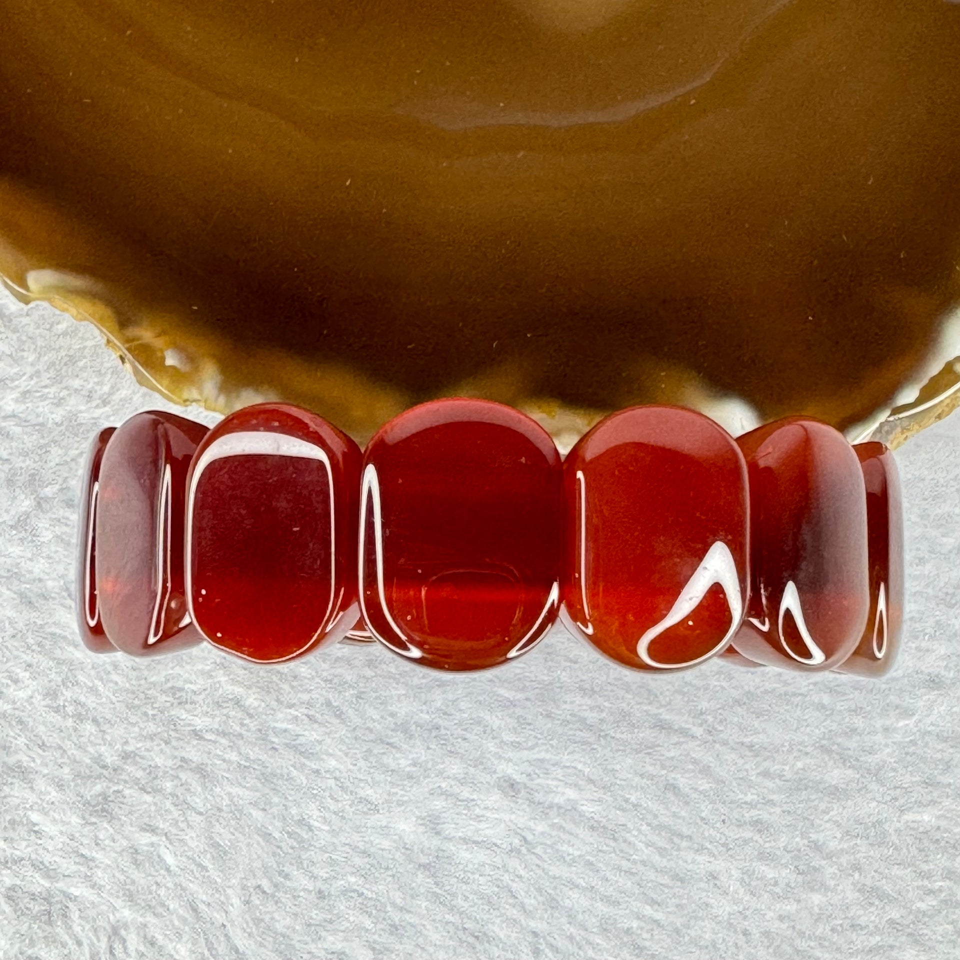 Natural Carnelian Agate Bracelet 天然红玉髓玛瑙手链 for Balancing Mind Body Spirit, Removes Negativity, Restores Hope and Enthusiasm 52.37g 18cm 19.8 by 14.9 by 6.6mm 14 pcs - Huangs Jadeite and Jewelry Pte Ltd