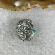 925 Sliver Dragon with Turquoise and Red Nan Hong Agate Eyes 7.39g 17.7 by 12.8 by 15.3 mm - Huangs Jadeite and Jewelry Pte Ltd