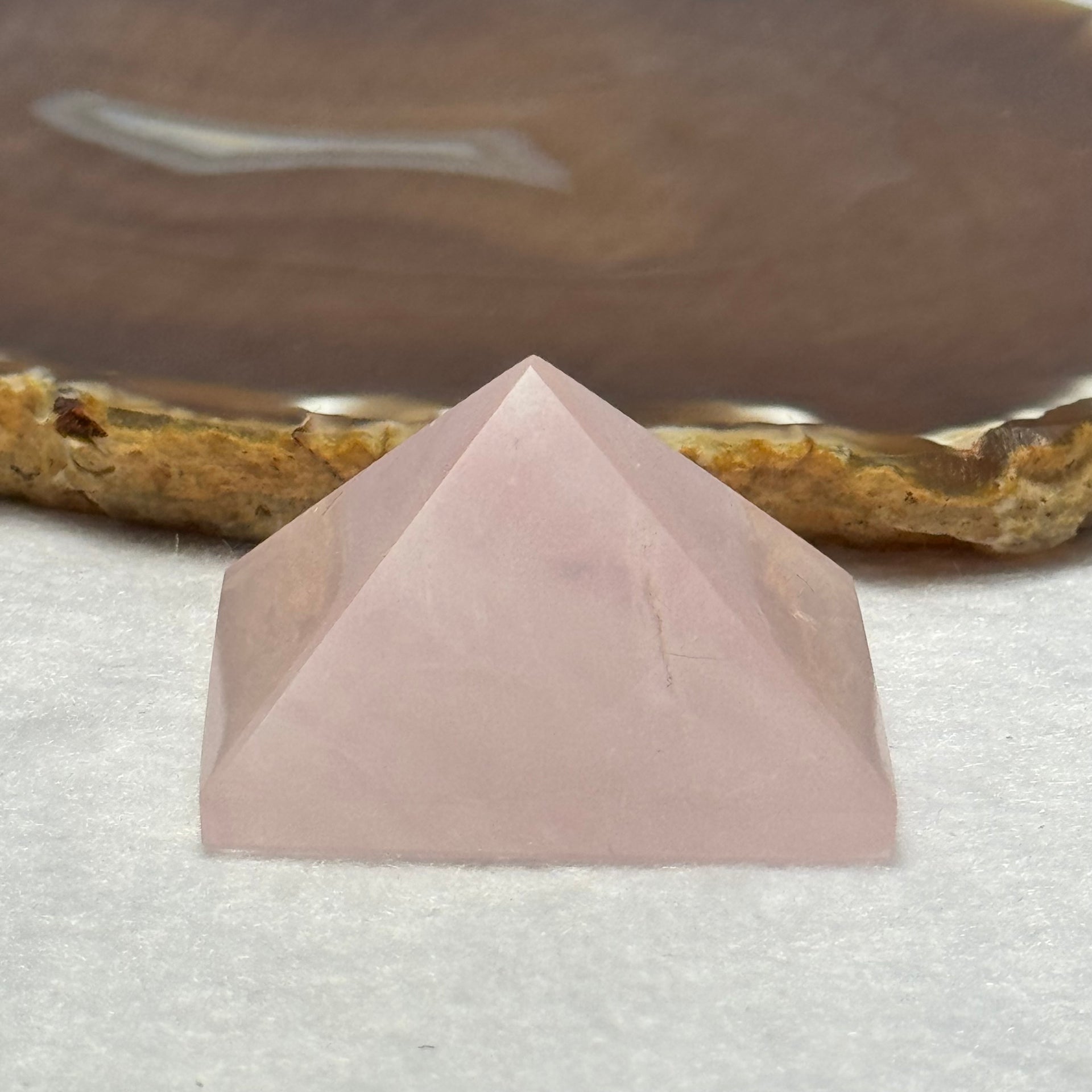 Natural Rose Quartz Pyramid Mini Display 天然玫瑰水晶金字塔摆件 59.72g 44.7 by 43.5 by 27.0mm - Huangs Jadeite and Jewelry Pte Ltd