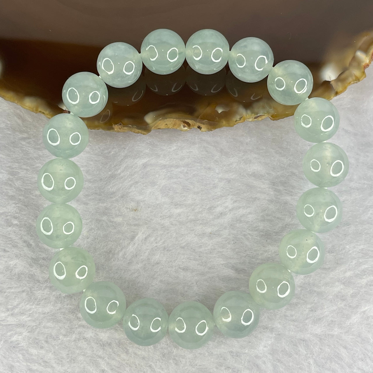 Rare Natural Type A Sky Blue Icy Jelly Jadeite Beads Bracelet 32.75g 19 Beads 10.1mm - Huangs Jadeite and Jewelry Pte Ltd