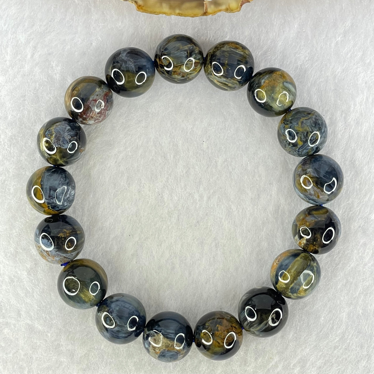 Good Grade Natural Petersite Beads Bracelet 39.98g 17.5cm 12.2mm 17 Beads