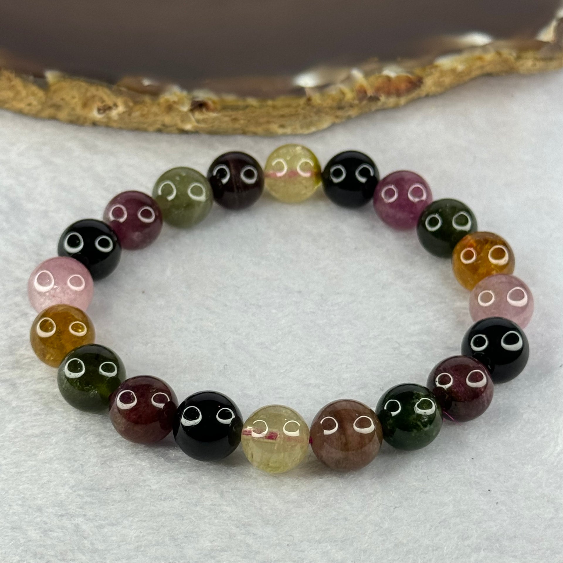 Good Grade Natural Tourmaline Beads Bracelet 好的天然碧玺珠手链 26.92g 16.5cm 10.1mm 20 Beads - Huangs Jadeite and Jewelry Pte Ltd