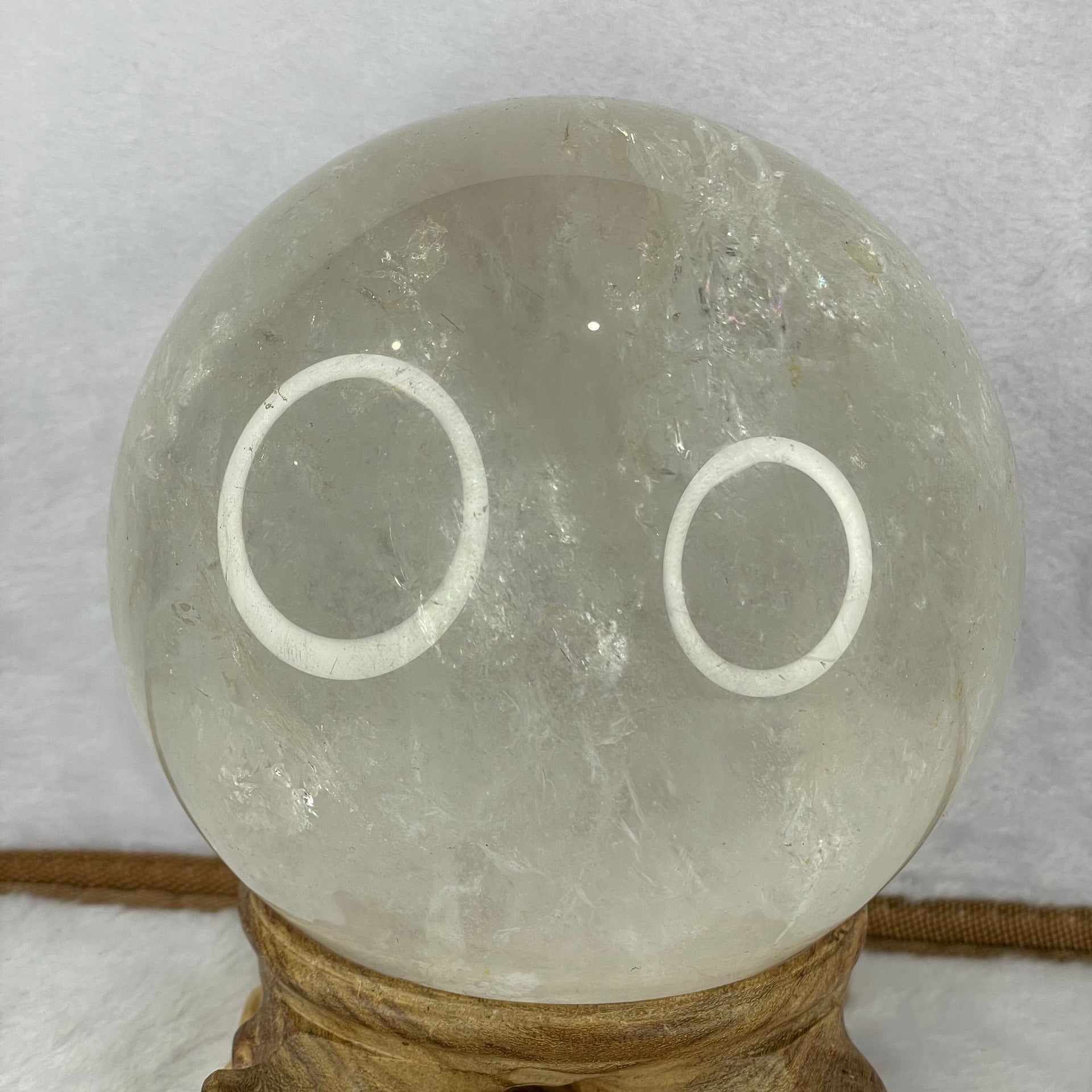 Natural Clear Quartz Crystal Sphere Ball with Solid Wooden Stand 2,476.1g 130.0 by Diameter 115.5 mm - Huangs Jadeite and Jewelry Pte Ltd