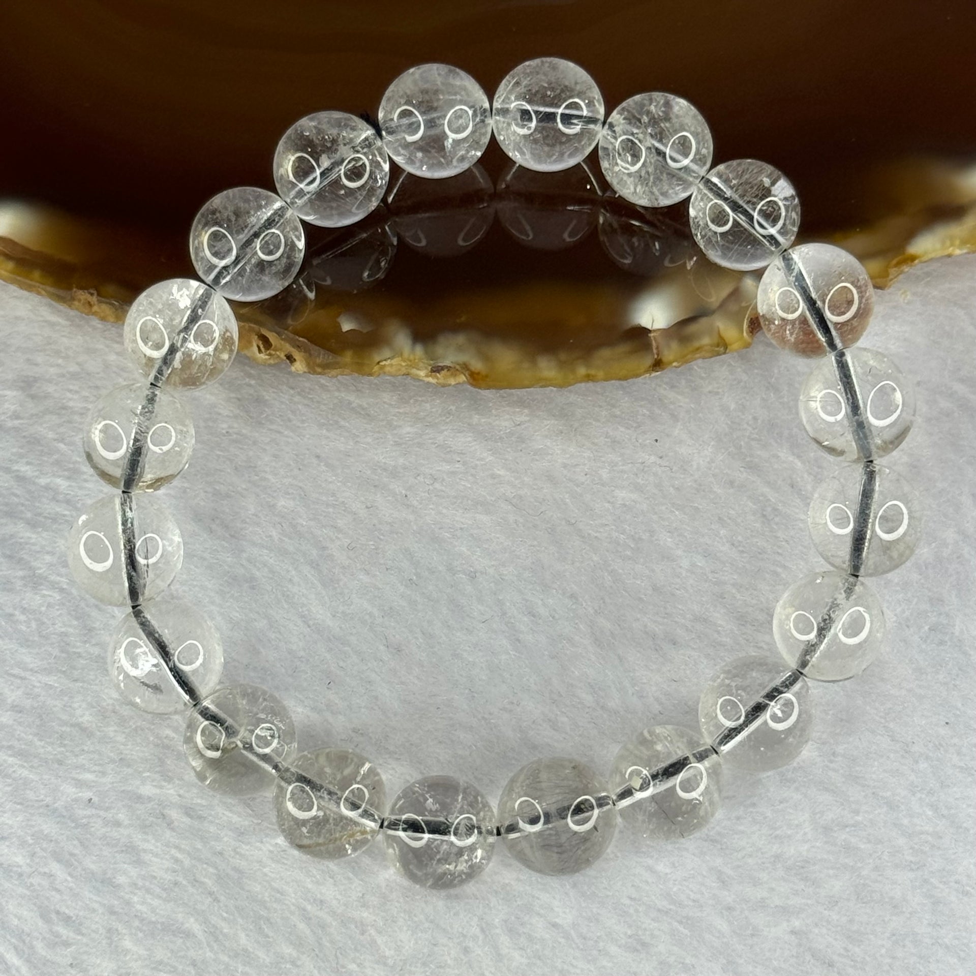 Natural Titanium Rutilated Clear Quartz 24.44g 16.5cm 9.7mm 20 Beads - Huangs Jadeite and Jewelry Pte Ltd