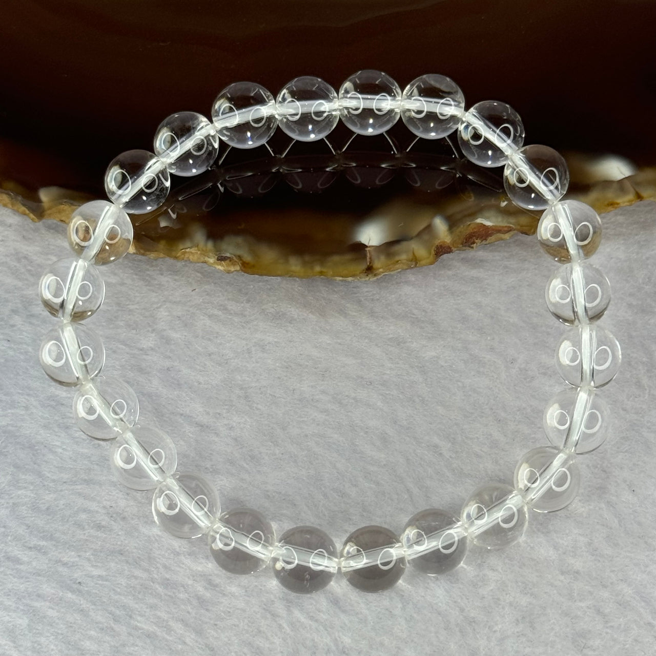 Natural Clear Quartz Bracelet 天然白水晶手链 18.58g 16.5cm 8.4mm 24 Beads