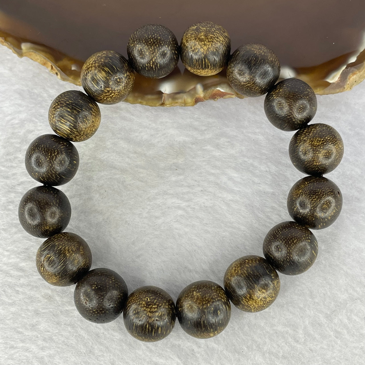 Natural Old Wild Malaysia Agarwood Bracelet (Sinking Type) 天然老野生马来西亚沉香手链 24.57g 19cm 14.2mm 16 Beads - Huangs Jadeite and Jewelry Pte Ltd