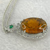 Natural Cognac Amber with Flower Inclusion and Crystals in S925 Sliver Pendent with Sliver Necklace 6.03g 20.5 by 13.6 by 6.0mm