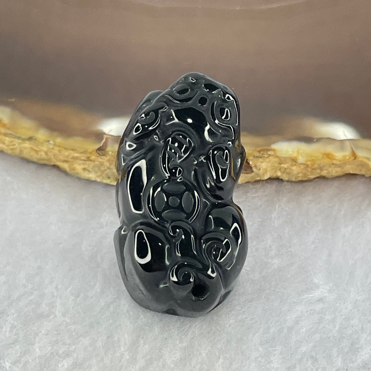 Black Obsidian Pixiu Charm 12.42g 33.2 by 18.3 by 13.2mm