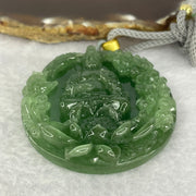 Golden Award Grand Master Type A Semi Icy Intense Green Jadeite Guan Yin on Lotus with Flowers 花开富贵观音 Pendant 62.02g 53.0 by 11.2mm - Huangs Jadeite and Jewelry Pte Ltd