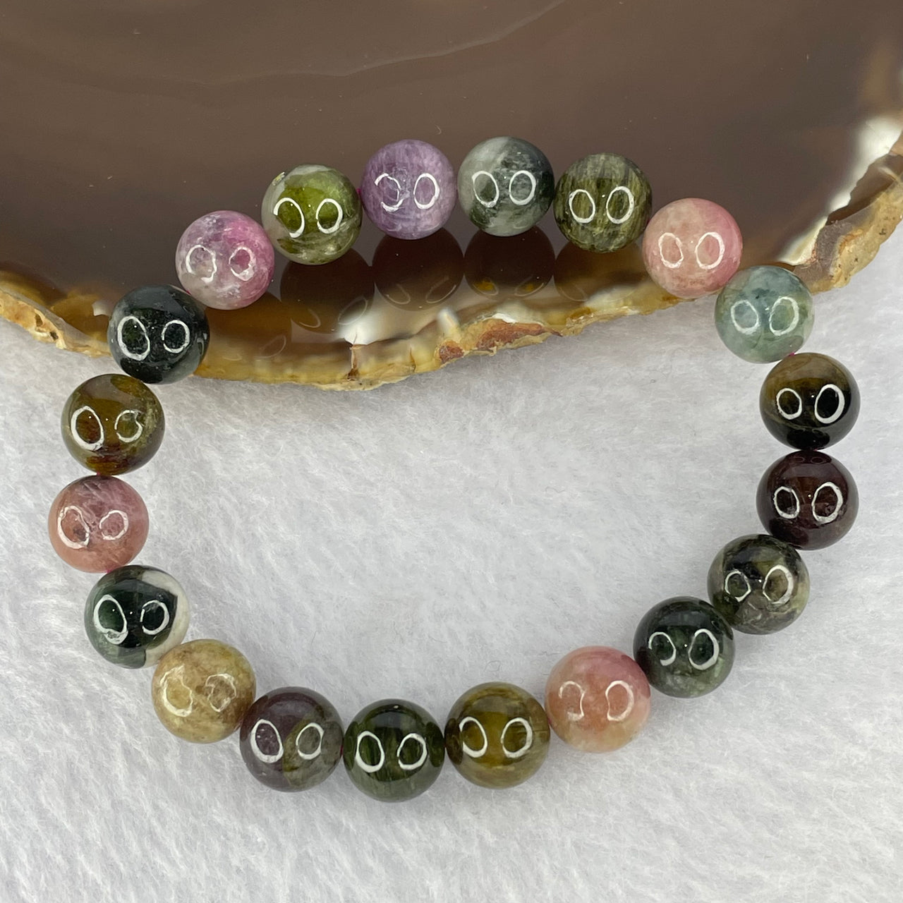 Natural Multi-Colour Tourmaline Gemstone Bracelet 27.98g 10.0 mm 20 Beads - Huangs Jadeite and Jewelry Pte Ltd