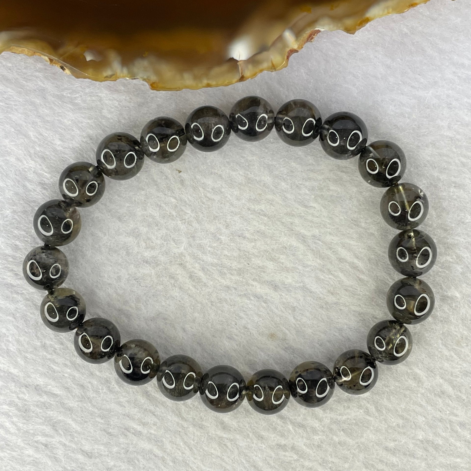 Natural Black Auralite Crystal Bracelet 黑极光手链 20.06g 8.9 mm 22 Beads - Huangs Jadeite and Jewelry Pte Ltd