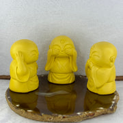 Clay Hear No Evil, See No Evil, Say No Evil Display Set Each about 71.2 by 45.8 by 44.3mm Total Weight 461.78g - Huangs Jadeite and Jewelry Pte Ltd