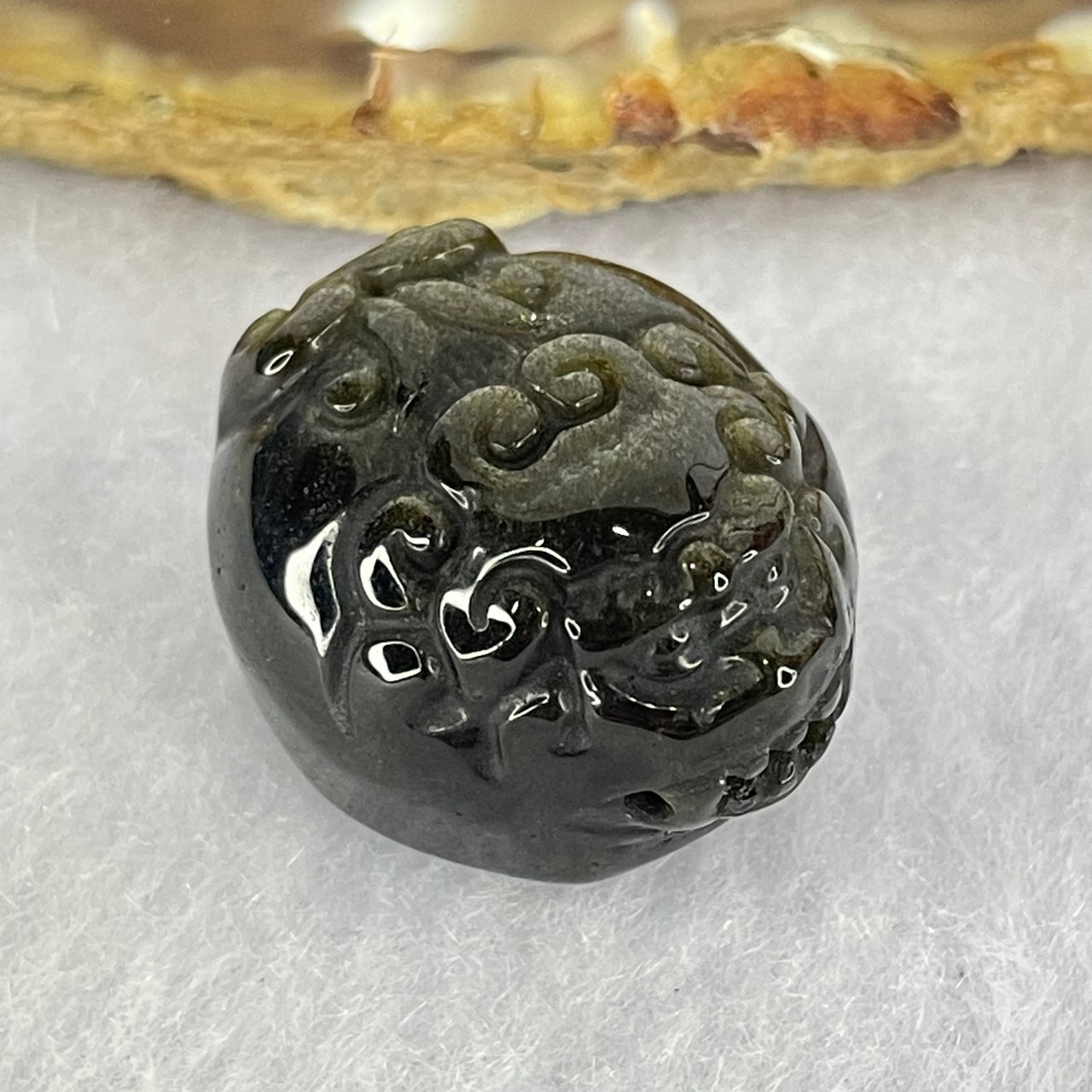 Natural Black Obsidian Pixiu Charm 10.74g 24.6 by 20.9 by 16.2mm