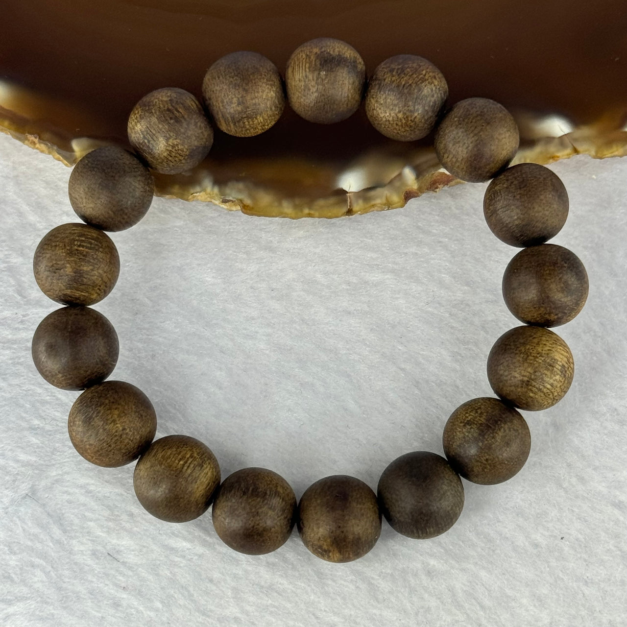 Natural China Hainan Agarwood Beads Bracelet 中国海南沉香木手链（Half Sinking) 10.67g 18cm 12.8mm 17 Beads