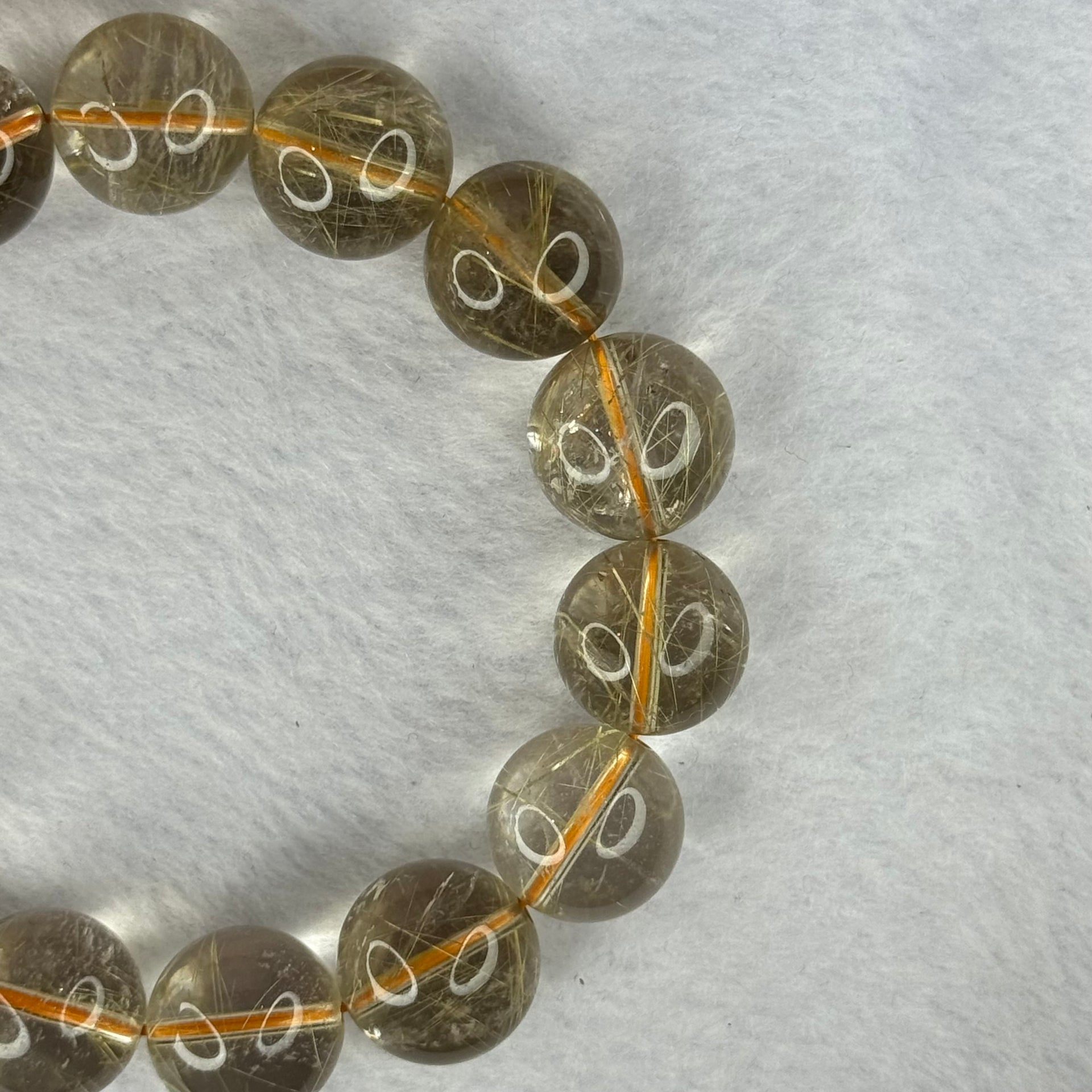 Natural Golden Rutilated Quartz Beads 天然金发水晶手链 73.30g 20cm 15.7mm 15 Beads - Huangs Jadeite and Jewelry Pte Ltd