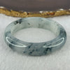 Translucent White with Dark Greenish Black Piao Hua Sodium Feldspar Jade Bangle 天然水沫玉手镯 Internal Diameter 57.9mm 62.98g 14.9 by 9.9mm