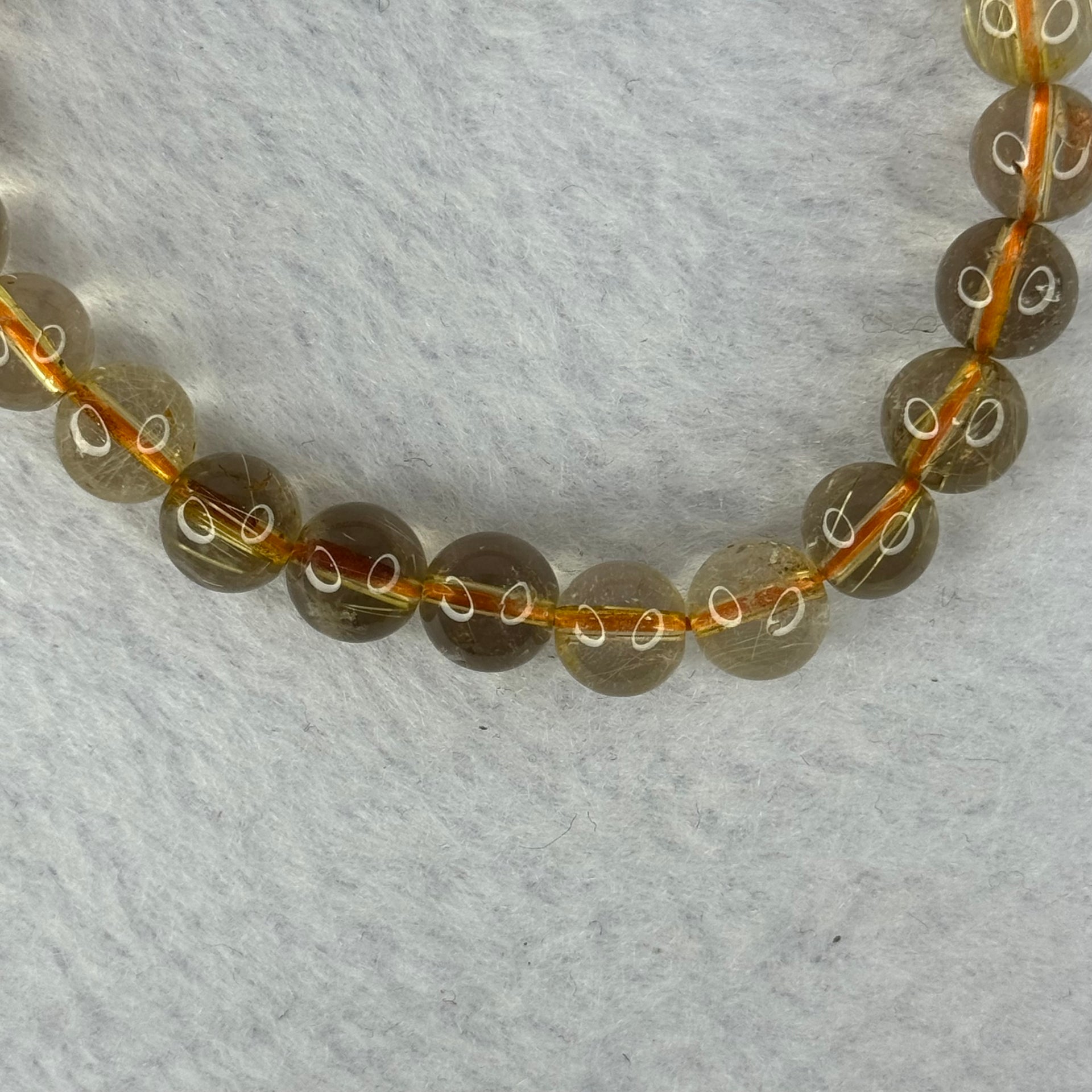 Natural Golden Rutilated Quartz Beads 天然金发水晶手链 15.03g 15.5cm 7.9mm 25 Beads - Huangs Jadeite and Jewelry Pte Ltd