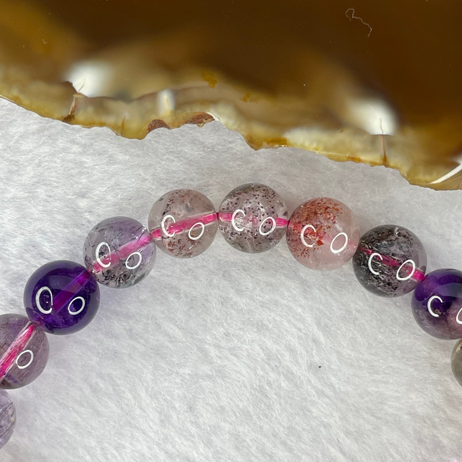 Above Average Grade Natural Super 7 Crystal Beads Bracelet 天然超级七水晶珠手链 20.22g 15.5cm 9.3mm 21 Beads - Huangs Jadeite and Jewelry Pte Ltd