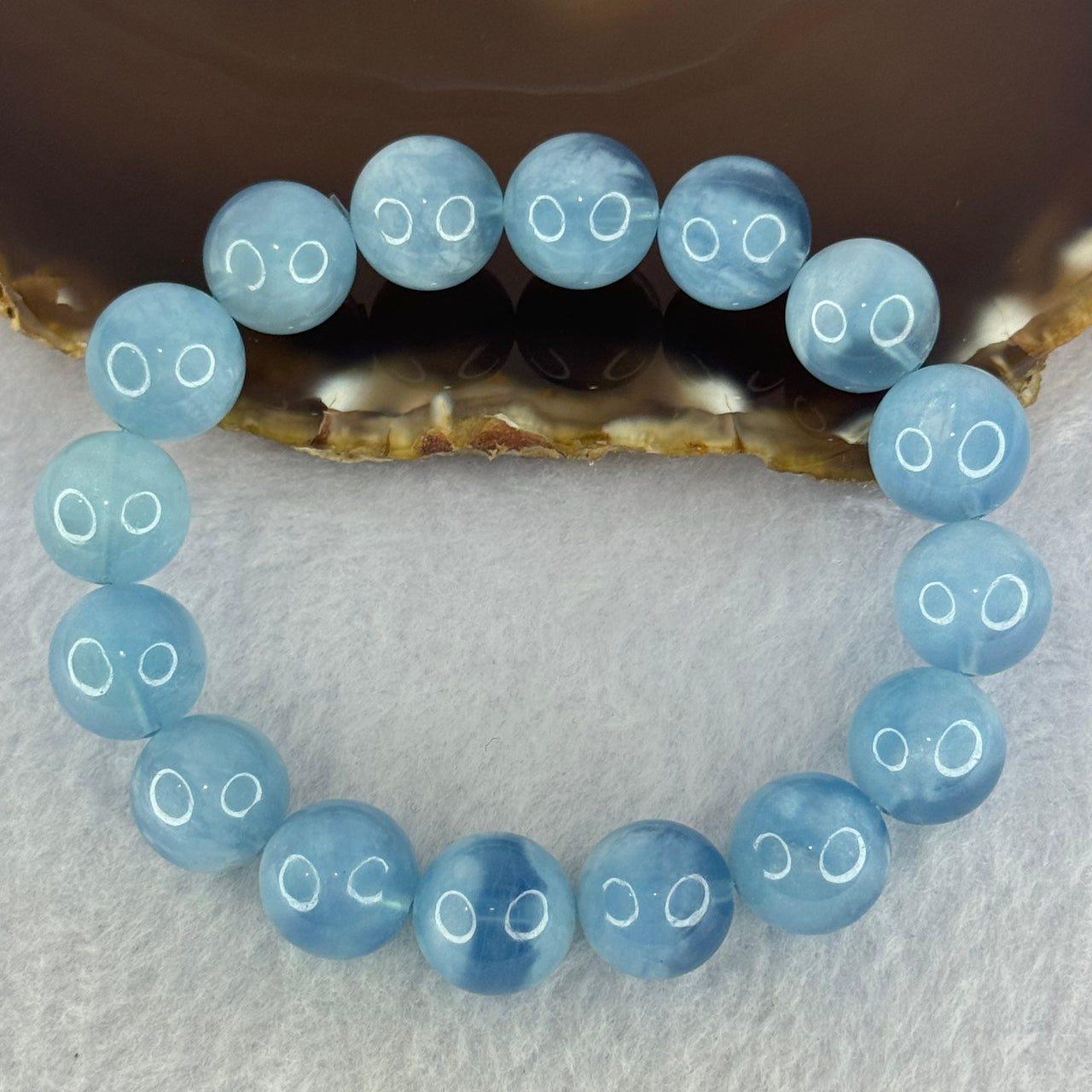 Natural Aquamarine Beads Bracelet 50.52g 18cm 13.3mm 16 Beads