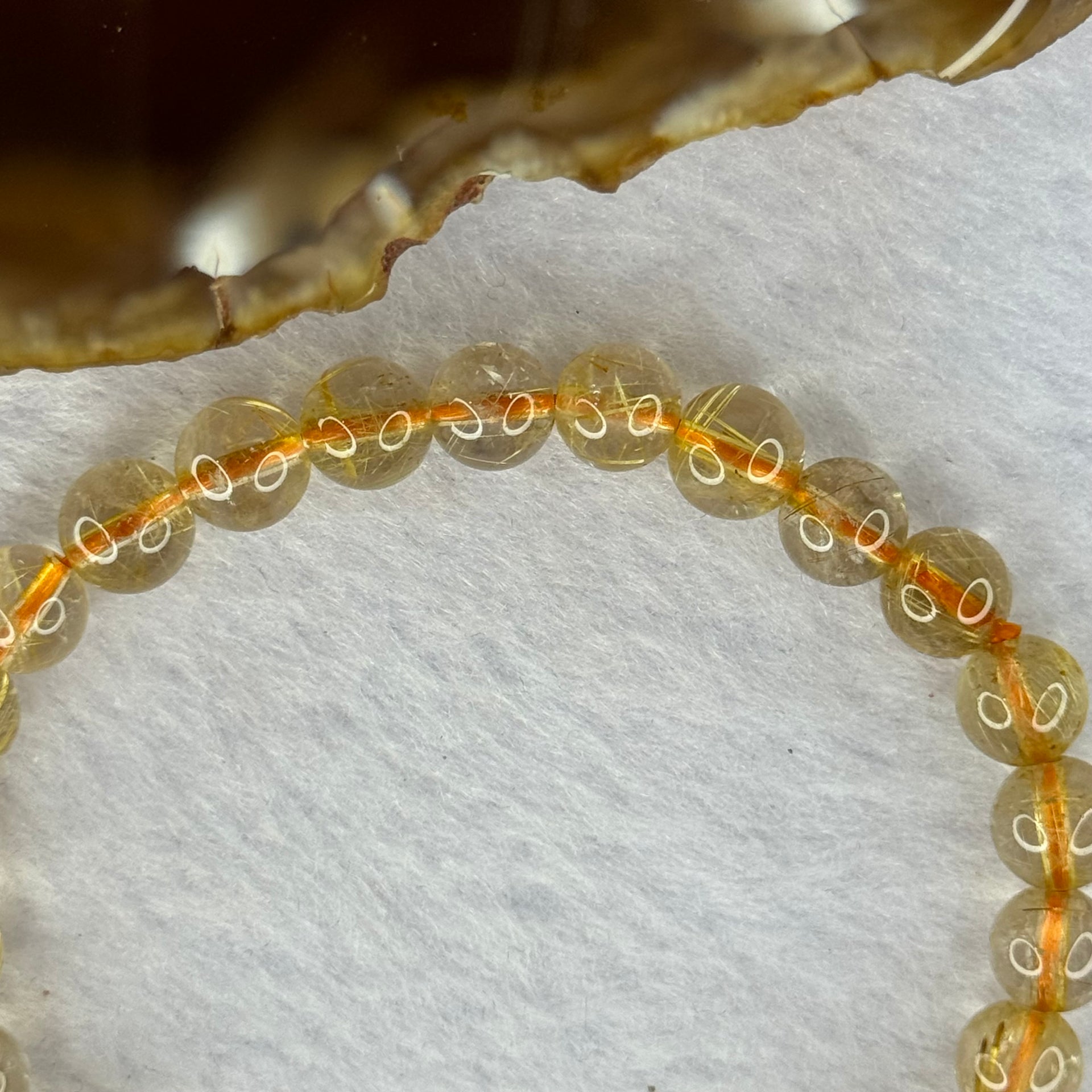 Natural Golden Rutilated Quartz Beads 天然金发水晶手链 13.19g 16cm 7.4mm 27 Beads - Huangs Jadeite and Jewelry Pte Ltd