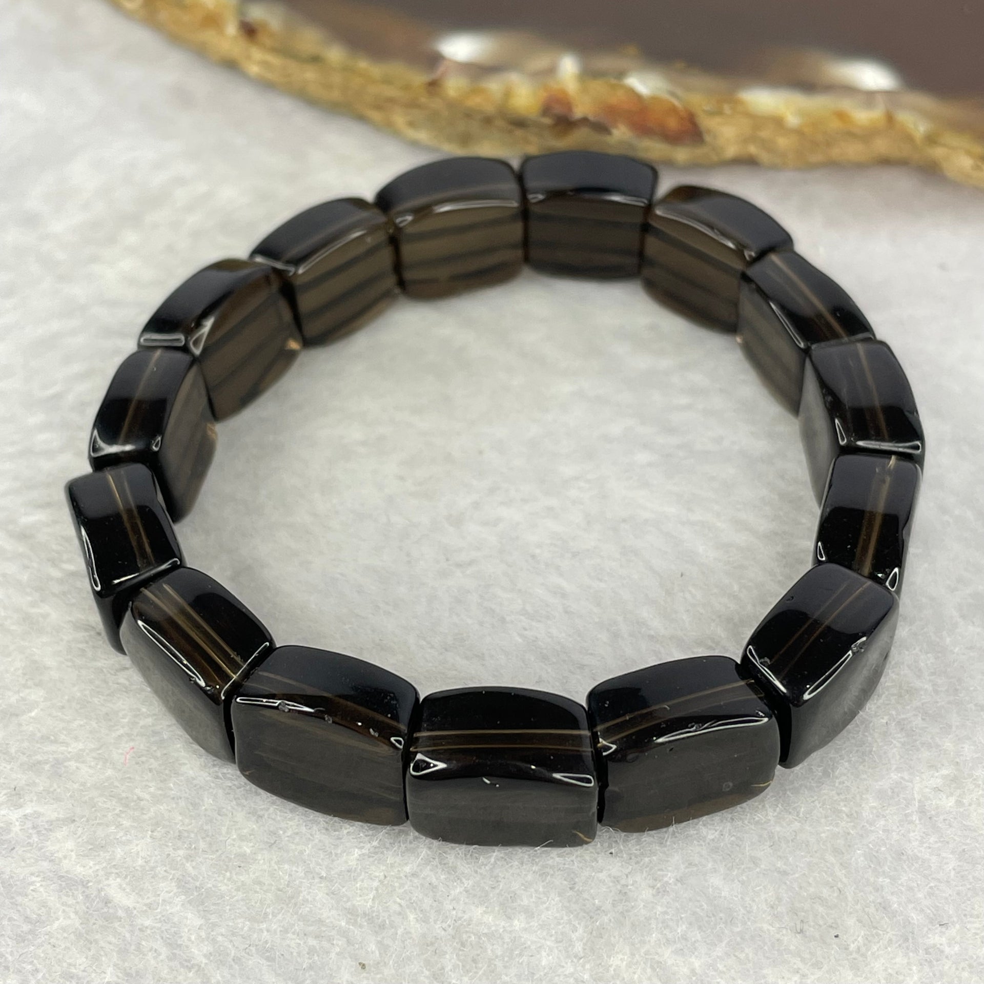 Natural Smoky Quartz Bracelet 21.02g 13cm 10.4 by 9.7 by 6.6 by 15 pcs - Huangs Jadeite and Jewelry Pte Ltd