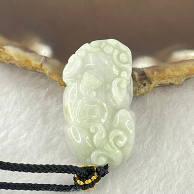 Type A Green and Lavender Jadeite Pixiu Necklace 14.48g 30.7 by 17.5 by 11.5mm