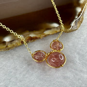 Natural Strawberry Quartz in Gold Plated Necklace 4.19g 9.6mm - Huangs Jadeite and Jewelry Pte Ltd