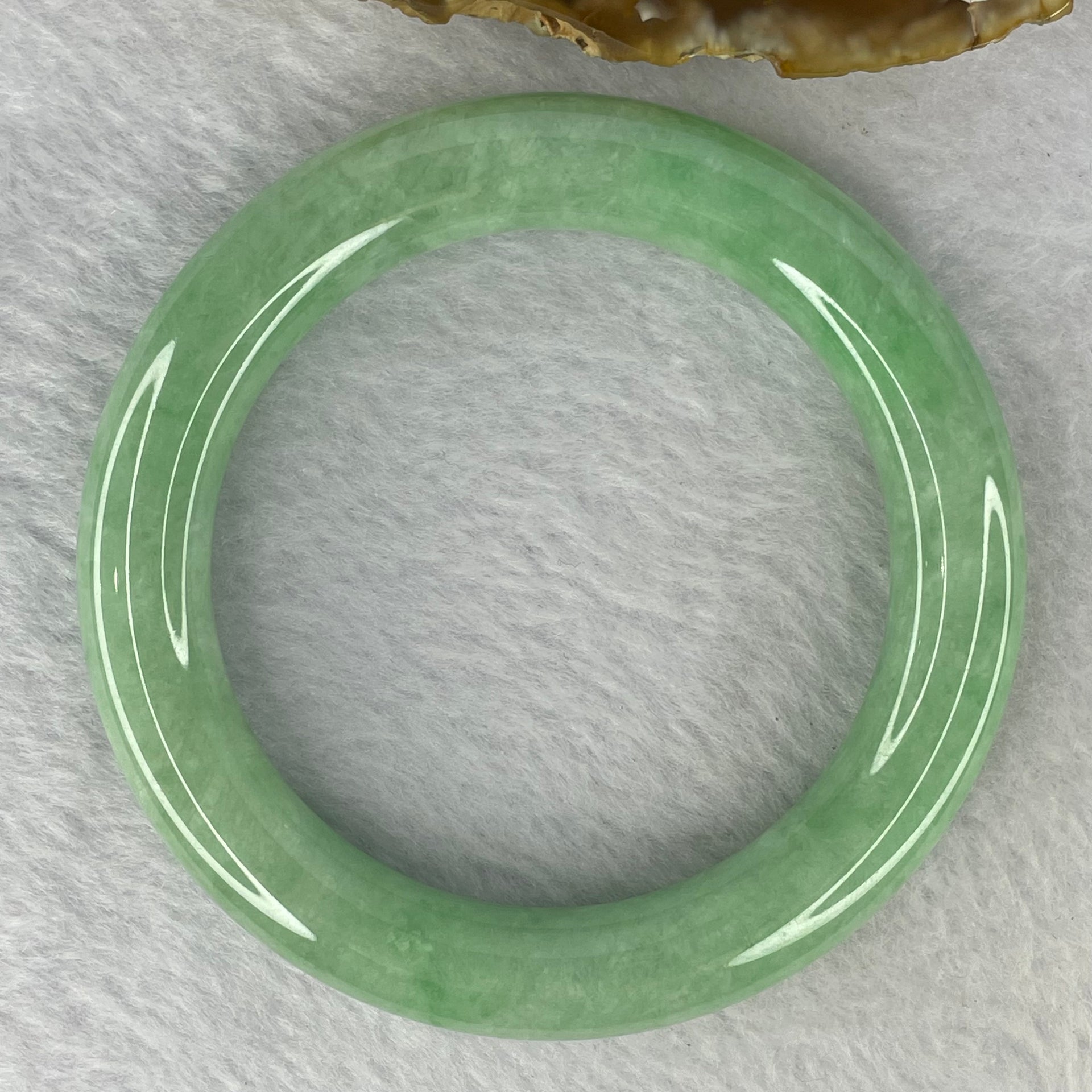 Rare High End Type A Translucent Full Intense Apple Green Jadeite Bangle 罕见高端 A 货全浓苹果绿翡翠手镯 365.01 cts 73.00g Inner diameter 58.15mm External Diameter 80.70mm 11.2 by 11.3mm (Close to Perfect) with NGI Cert No. 16813547 - Huangs Jadeite and Jewelry Pte Ltd