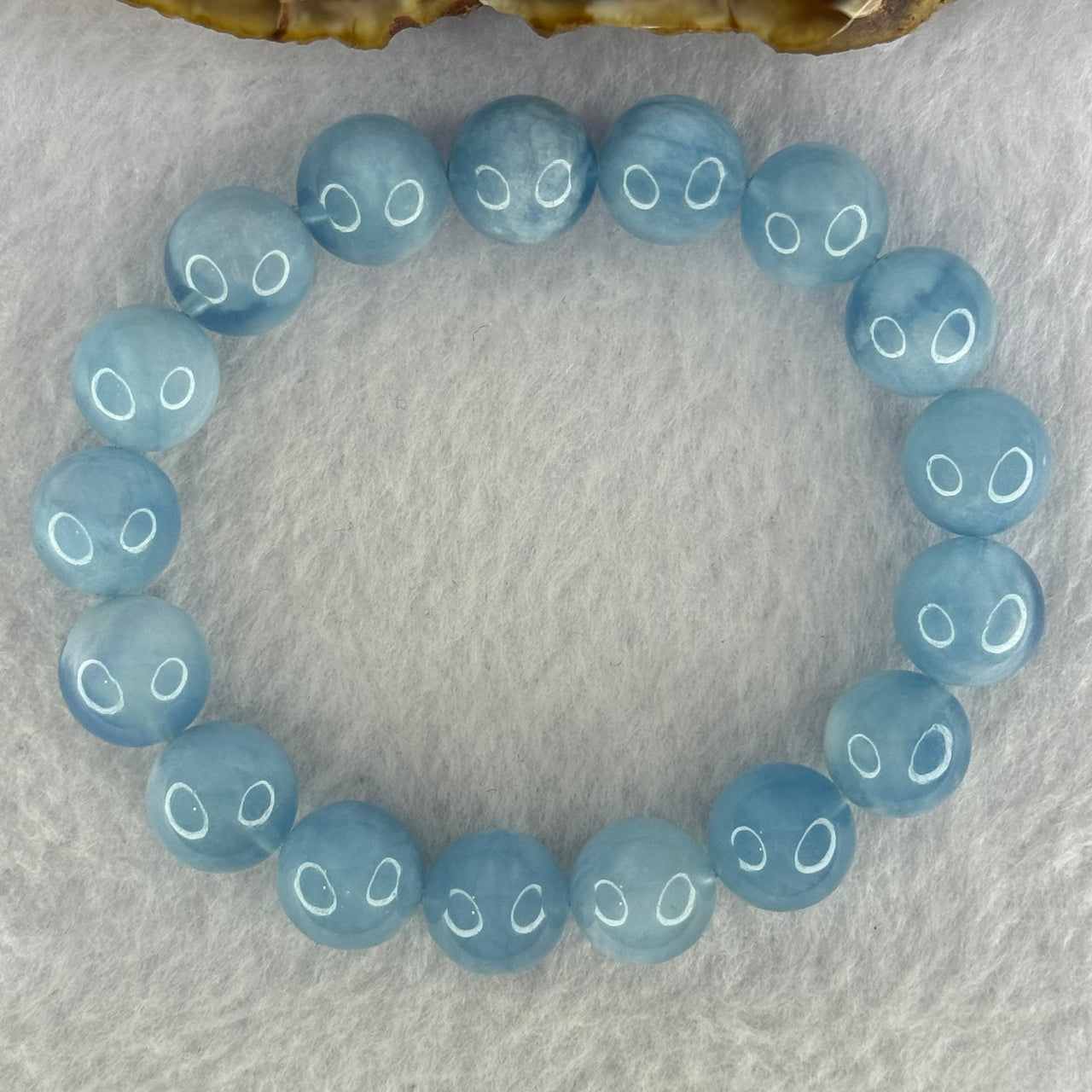 Natural Aquamarine Beads Bracelet 42.45g 18cm 12.2mm 17 Beads