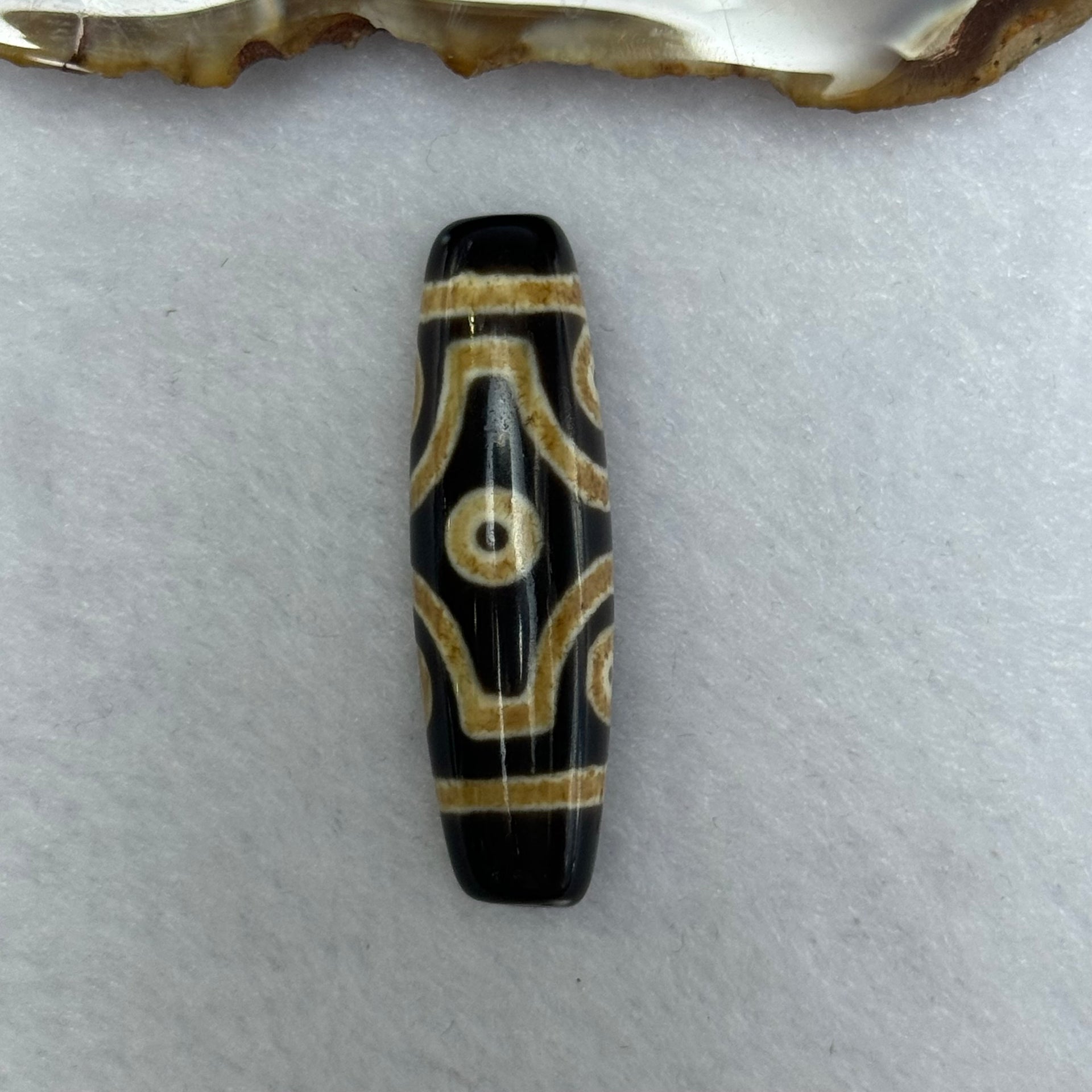 Natural Powerful Tibetan Old Oily Agate 6 Eyes Dzi Bead Heavenly Master (Tian Zhu) 六眼天诛 7.57g 39.5 by 11.5mm - Huangs Jadeite and Jewelry Pte Ltd