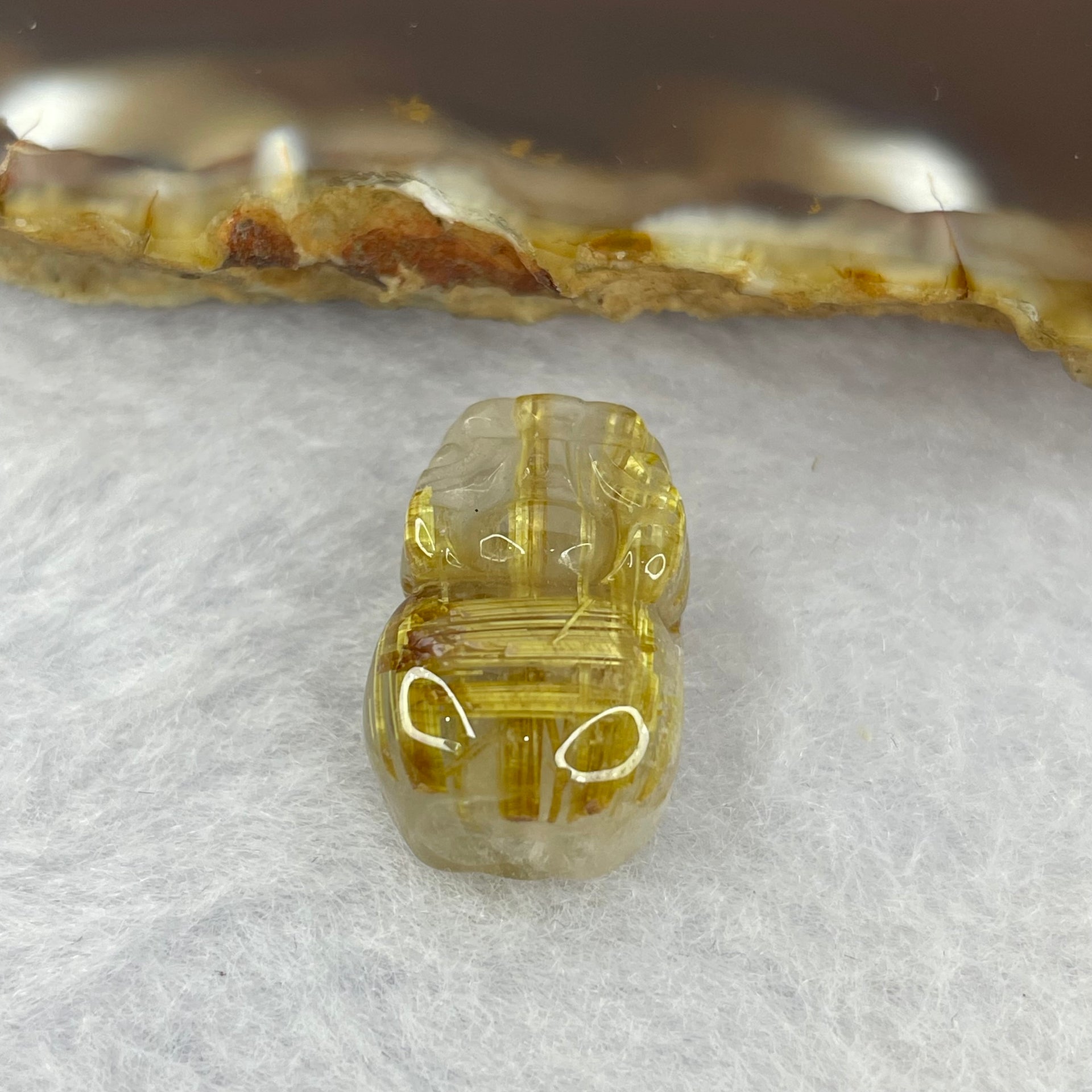 Good Grade Natural Golden Shun Fa Rutilated Quartz Pixiu Charm for Bracelet 天然金顺发水晶貔貅 3.04g 17.0 by 11.4 by 8.2mm - Huangs Jadeite and Jewelry Pte Ltd