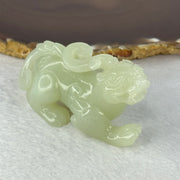 Natural Light Green Nephrite Pixiu Display 89.13g 74.7 by 30.9 by 37.9mm - Huangs Jadeite and Jewelry Pte Ltd